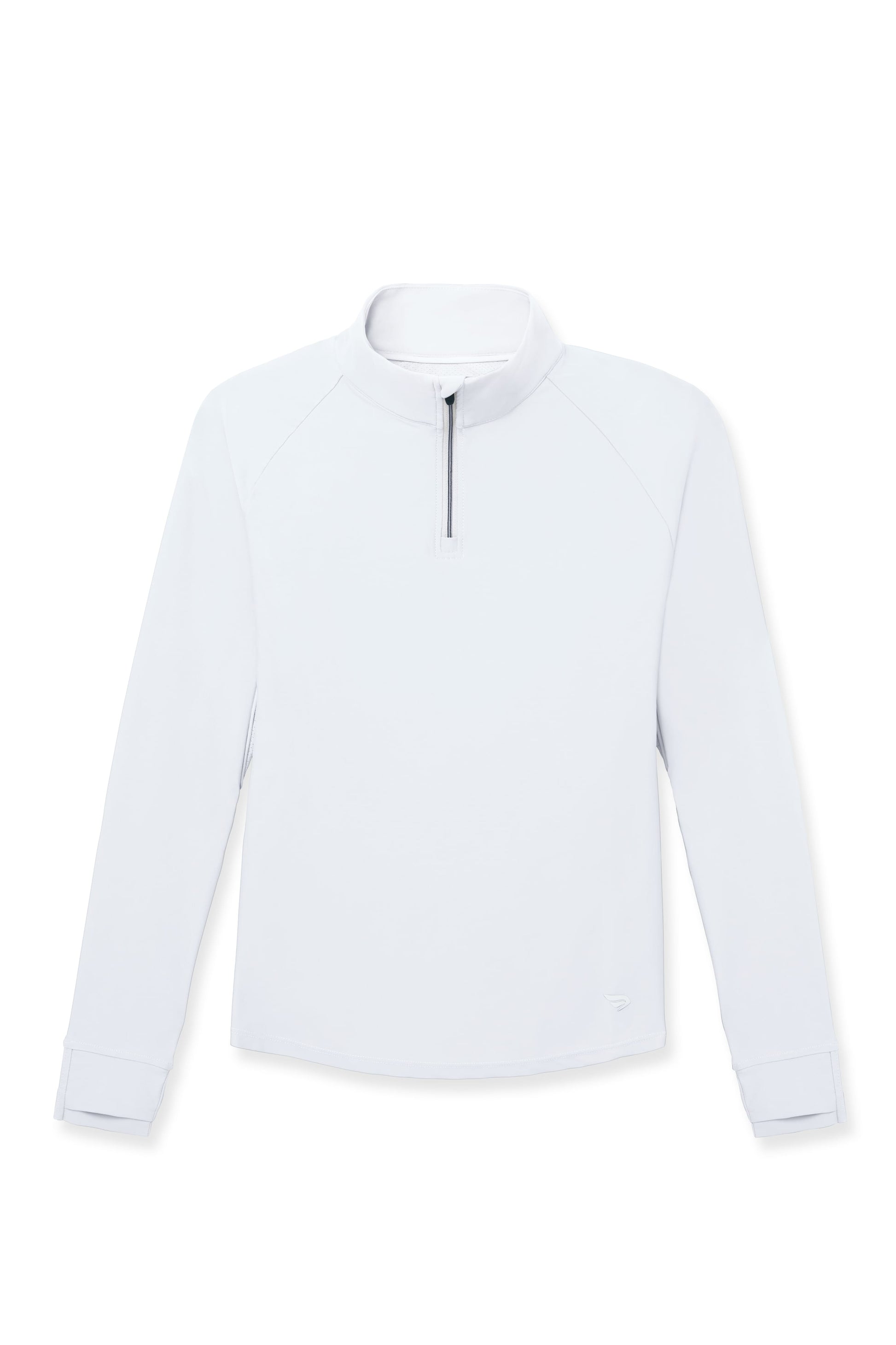 White | White Taylor long-sleeve half-zip shirt on a white background