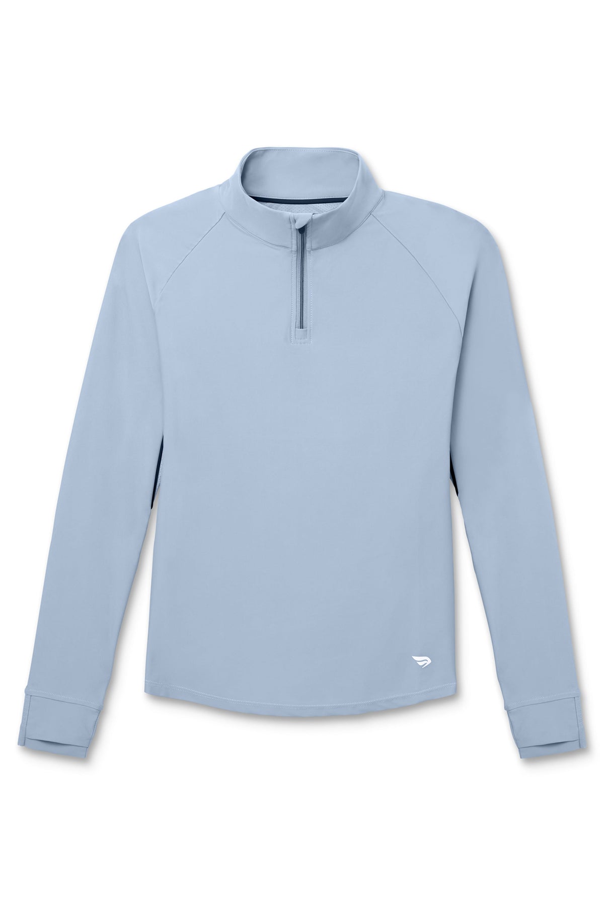 Skyline | A light blue long-sleeve quarter-zip pullover top with a mock neck collar, shown flat against a plain white background.