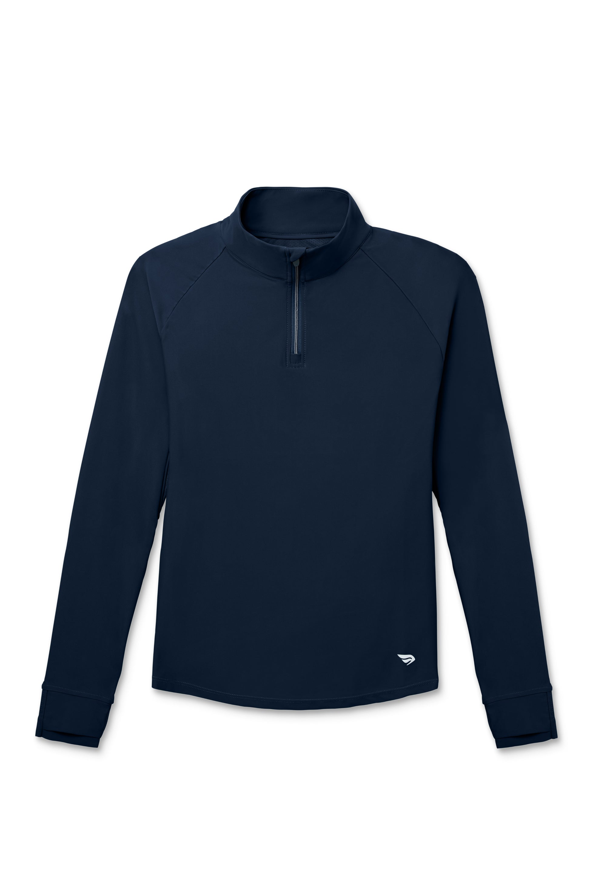 Midnight | Midnight long-sleeve half-zip shirt on a white background