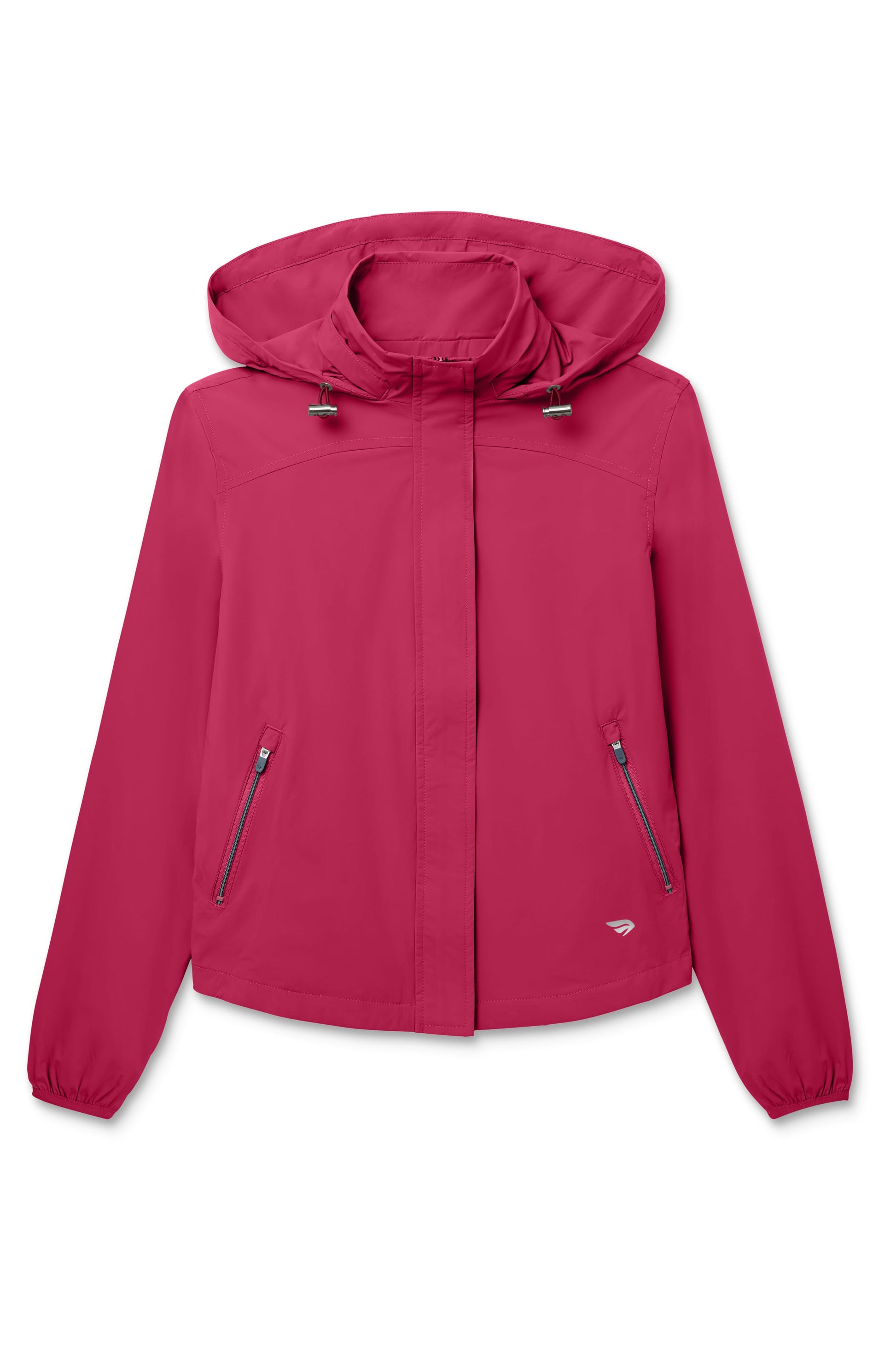 Aurora | Aurora colored Gabrielle windbreaker jacket with a hood on a white background