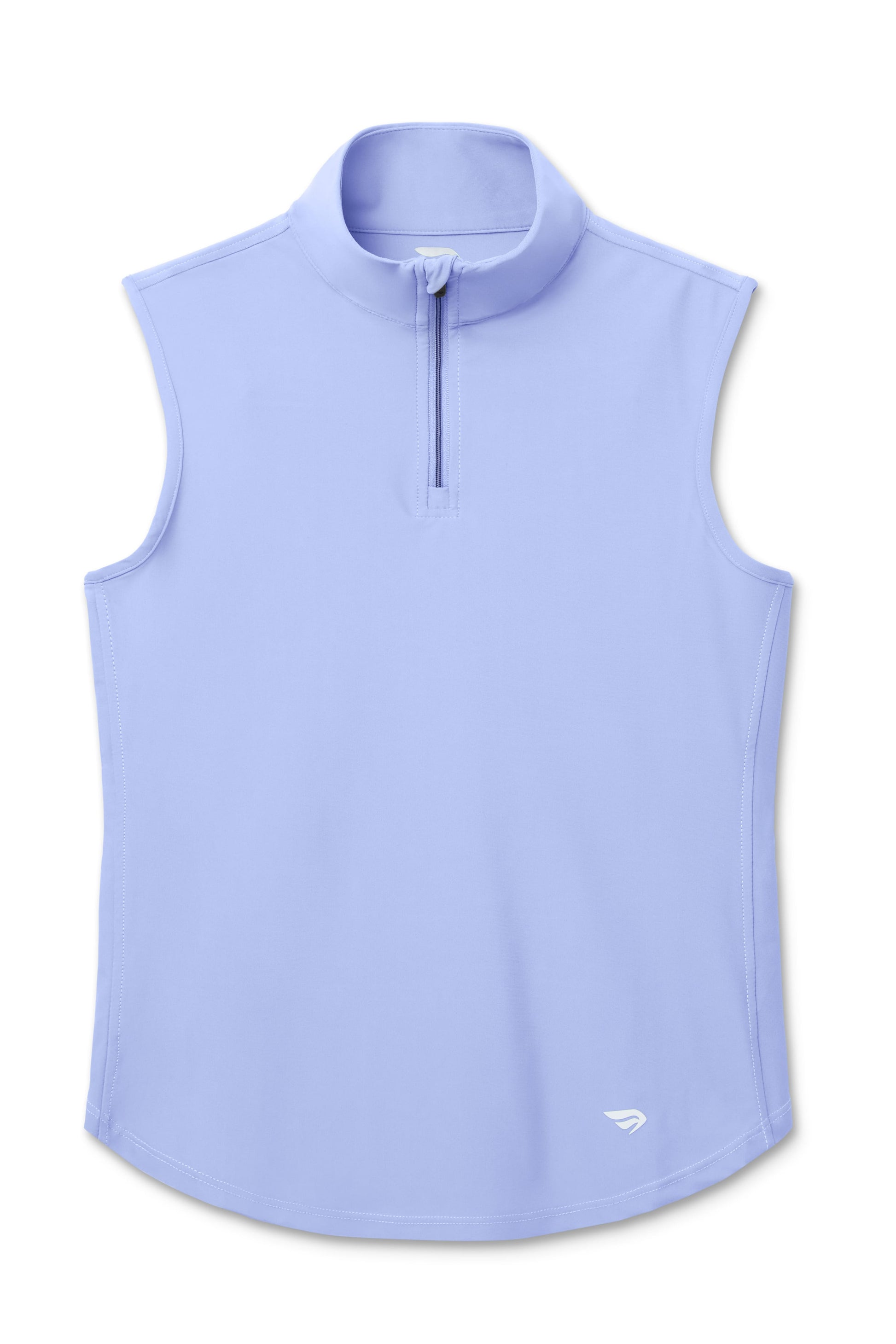 The Erin Half-Zip Sleeveless Polo with a zipper on a white background