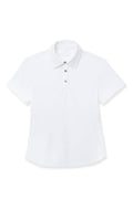 White | The Lexi Polo 2.0 shirt in white on a white background