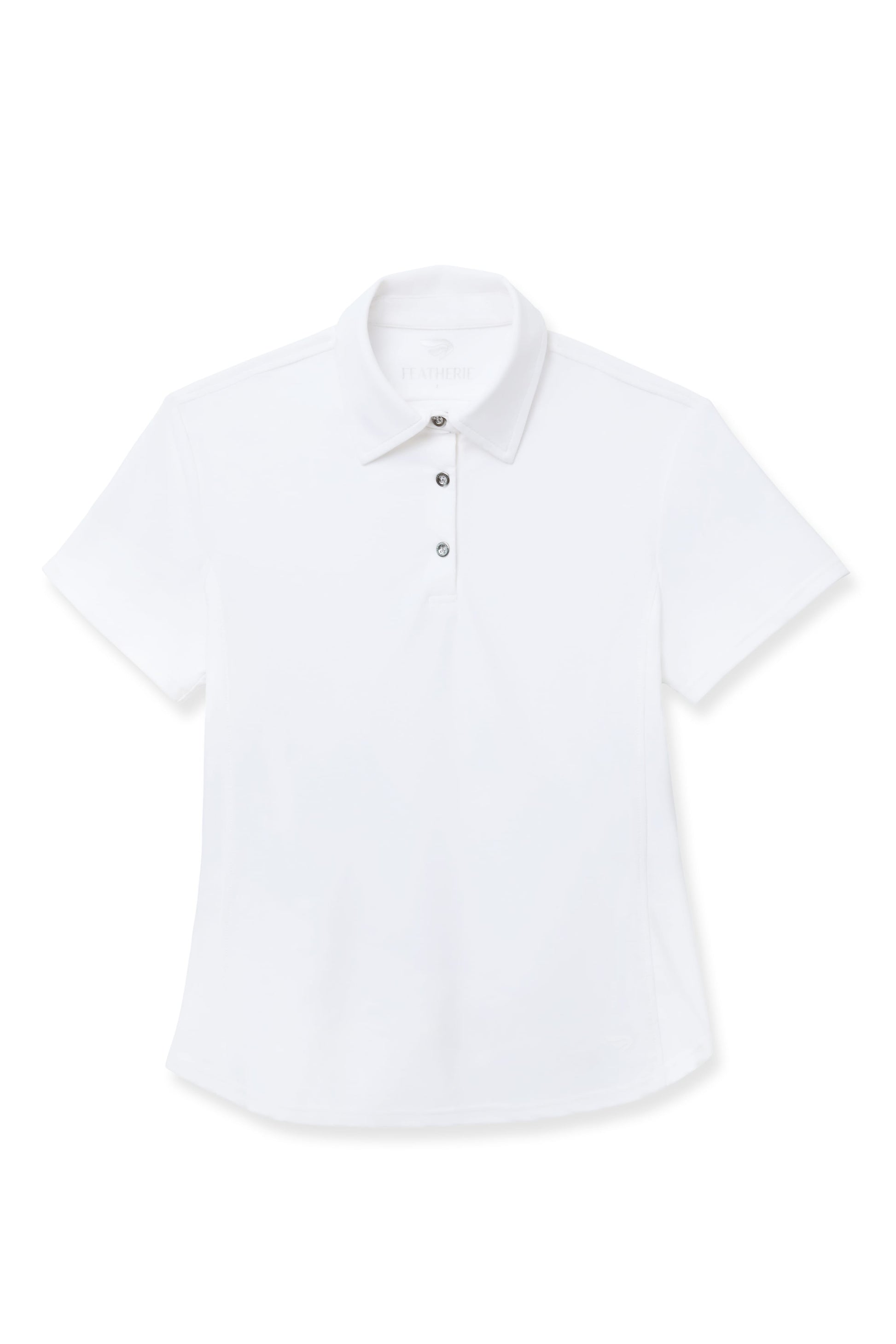 White | The Lexi Polo 2.0 shirt in white on a white background