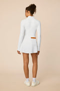 White | White Sophia a-line skort on a beige background