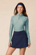 Black | Black Sophia a-line skort on a beige background